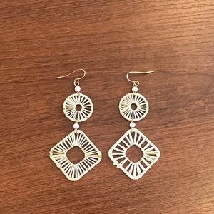 White and Gold Dangle Earrings